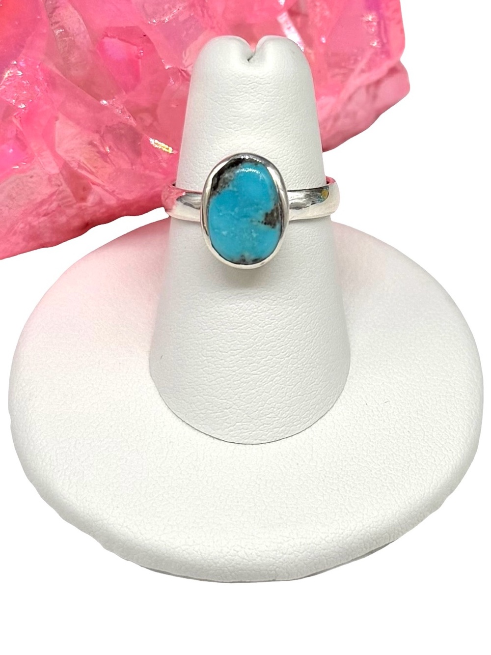 Aztec Mountain Turquoise Ring Size 6 Solid 925 Sterling Silver